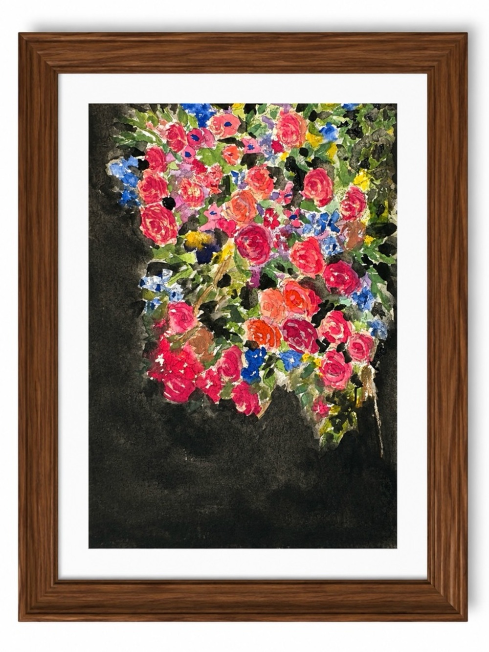 Floral Burst Watercolor Original Artwork Floral Framed